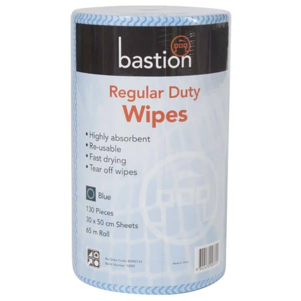 Regular Duty Wipes, 65m Roll, 130 Pieces, 30x50cm, Blue